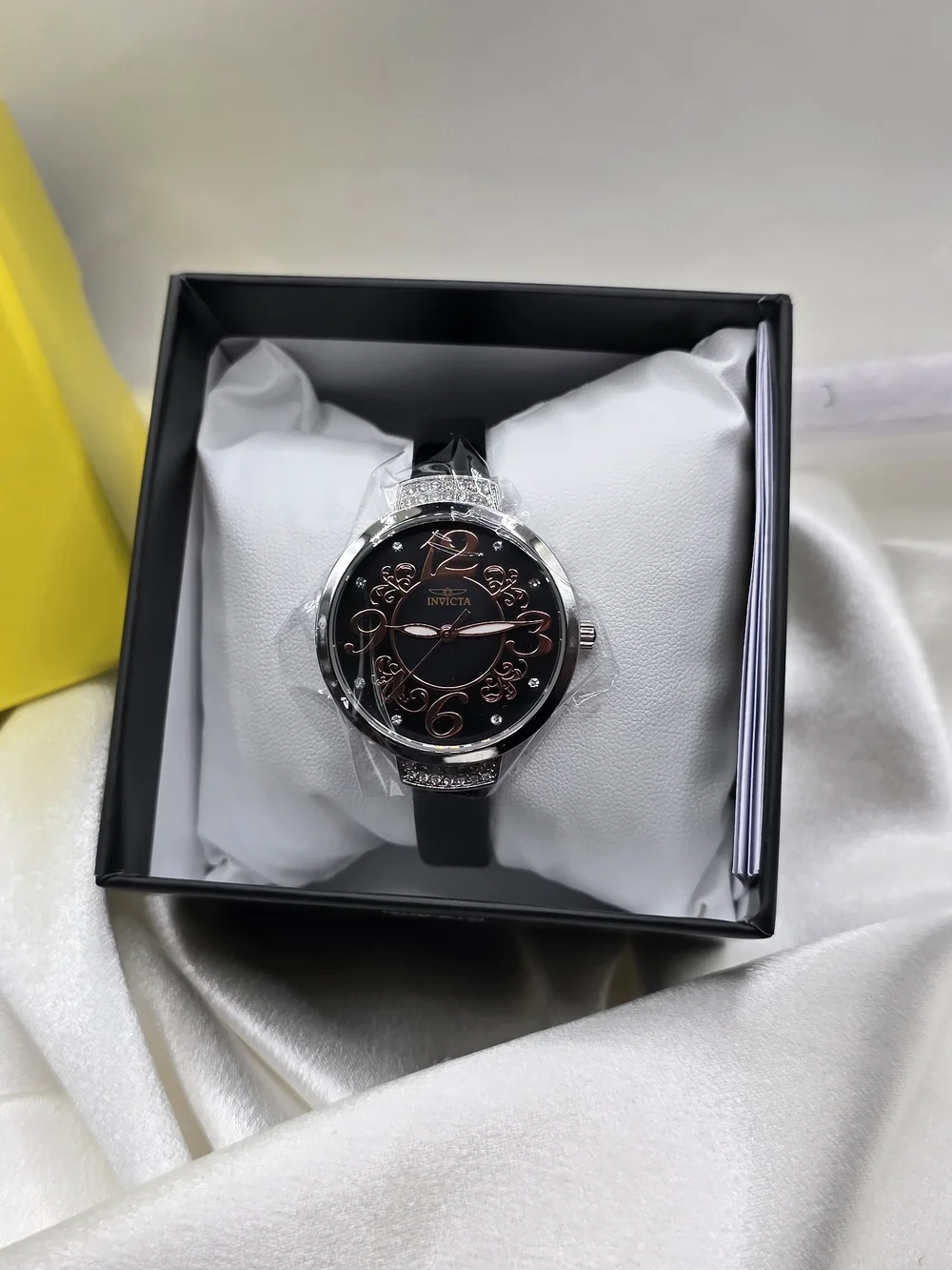 Invicta Celestial Women’s Quartz 33mm Silver Case White Dial Black Band